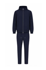 Hooded donker blauwe tech suit