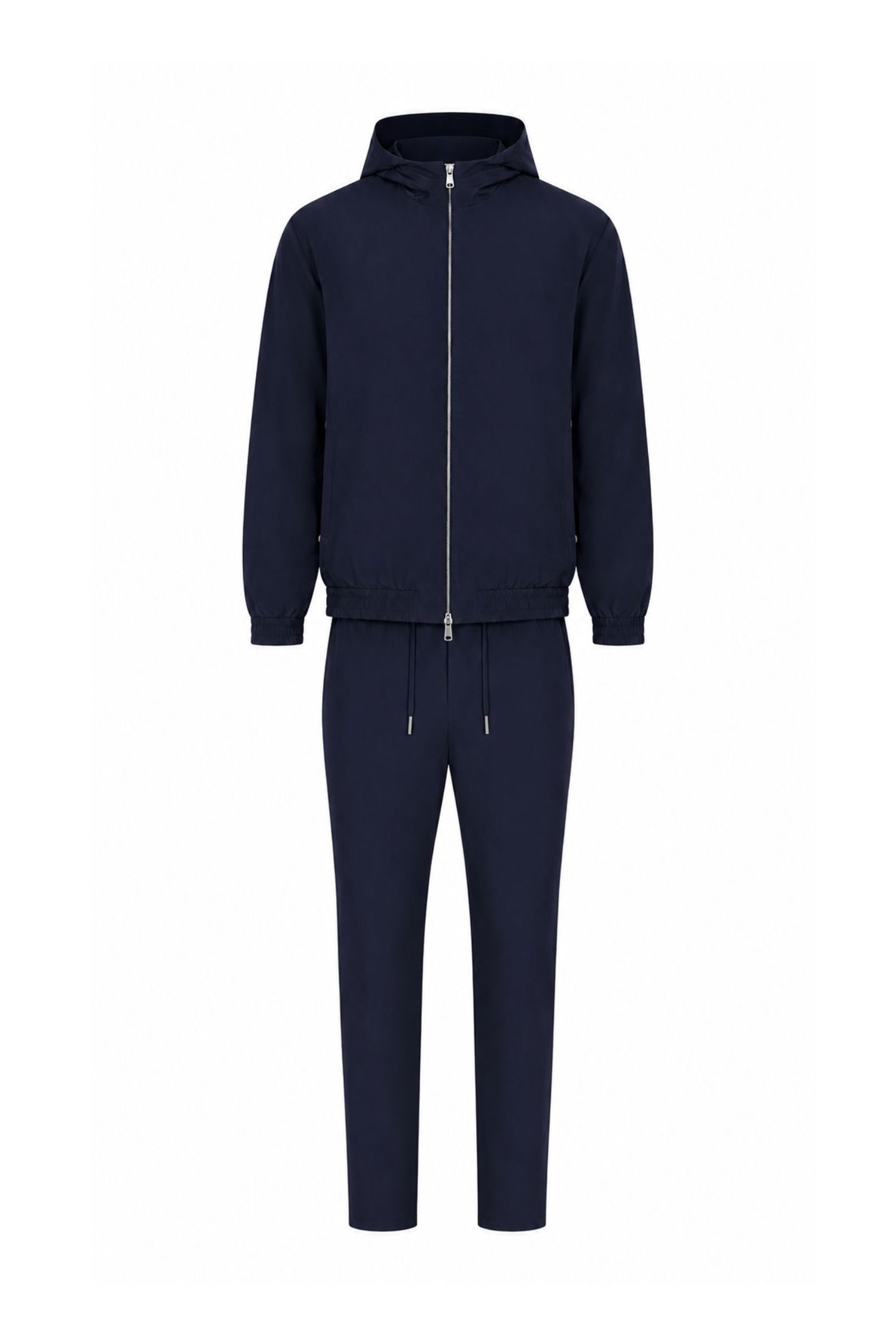 Hooded donker blauwe tech suit