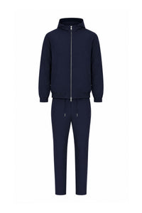 Hooded donker blauwe tech suit