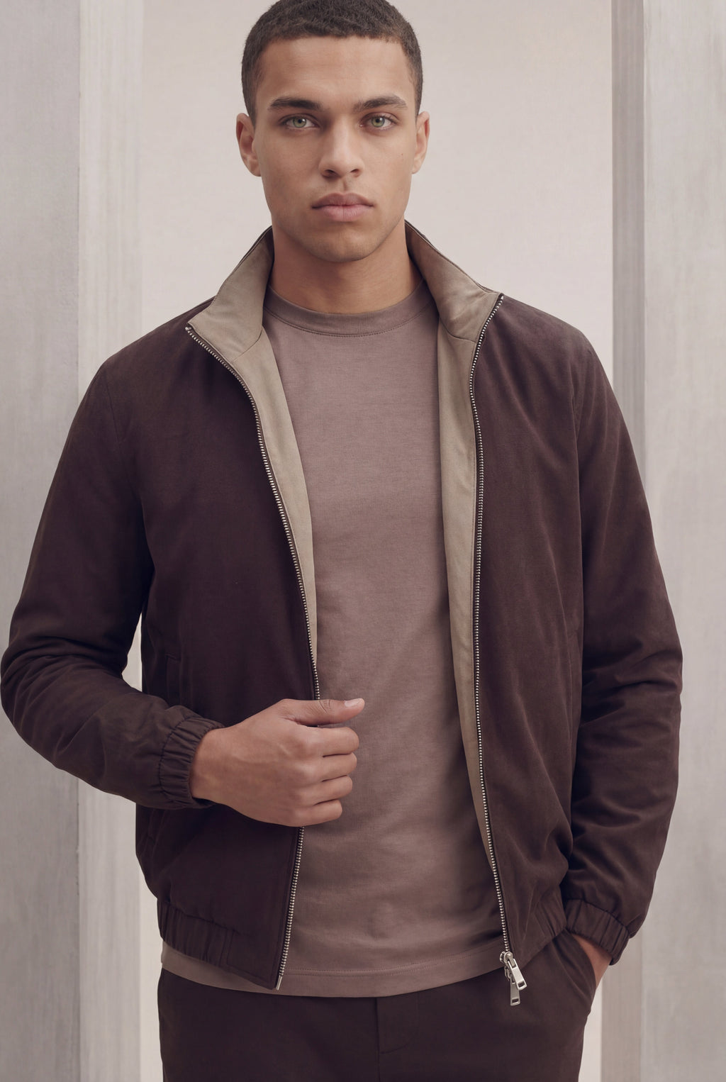 VESTE RÉVERSIBLE CAFÉ ET DÉSERT