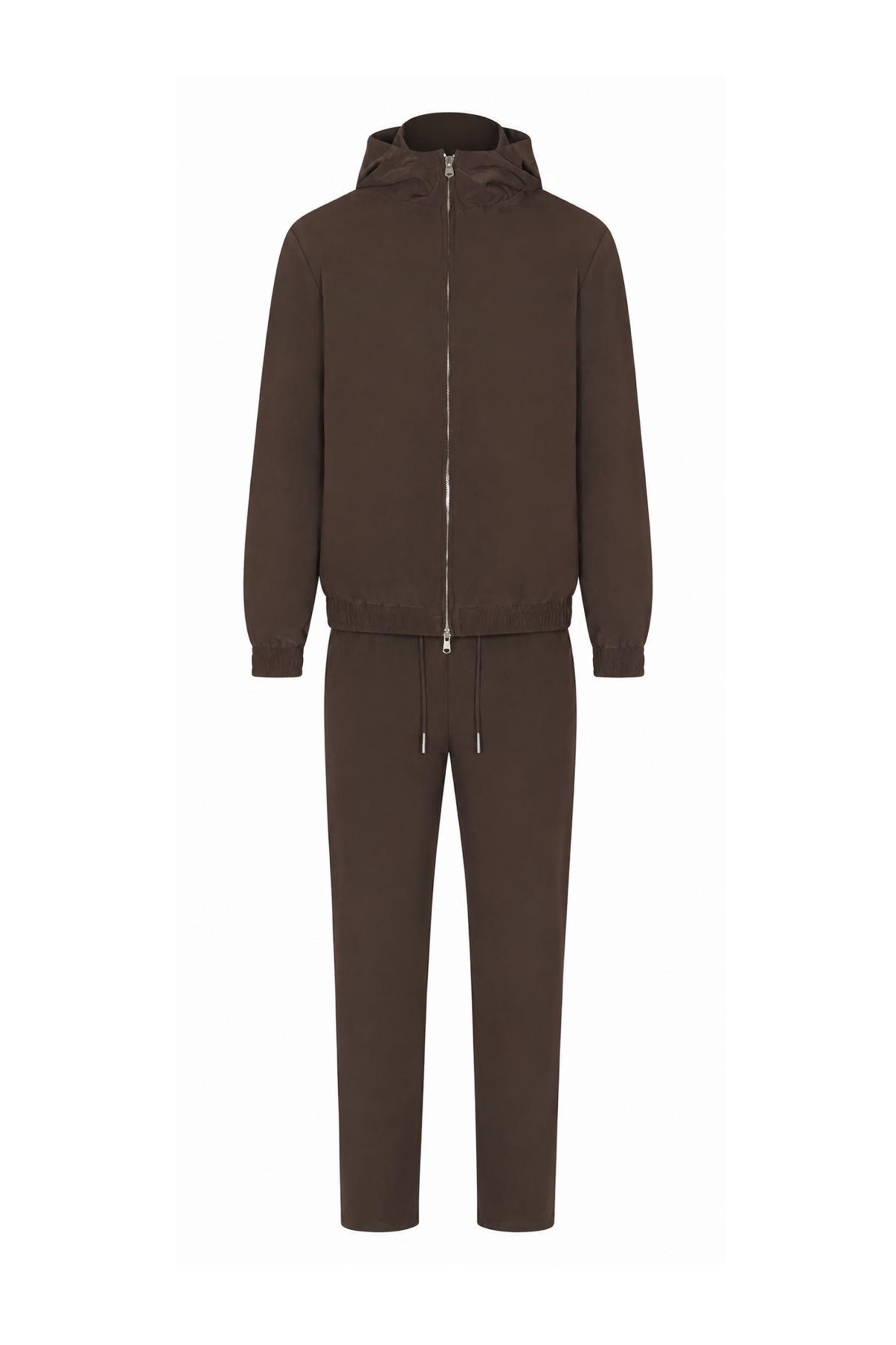 Hooded mokka bruine tech suit