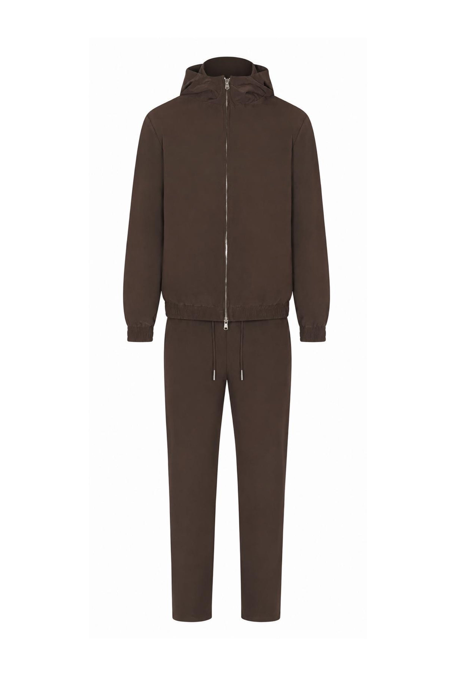Hooded mokka bruine tech suit